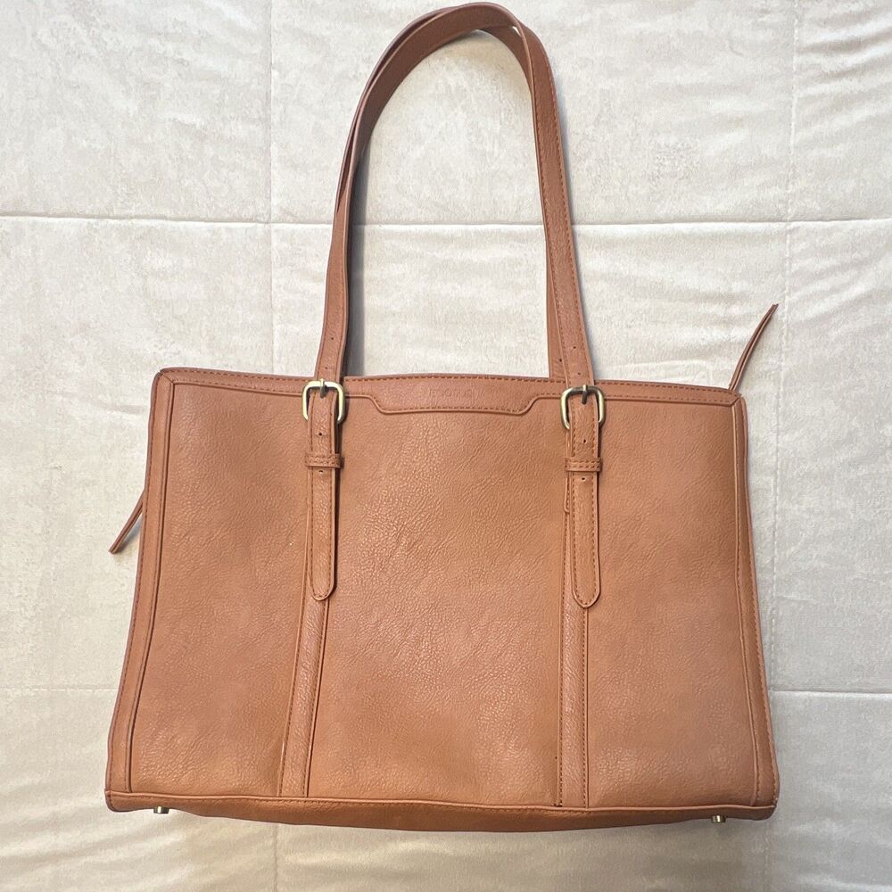 ECOSUSI Brown Women's Tote Bag Zip Closure Double Handles Inner Pockets